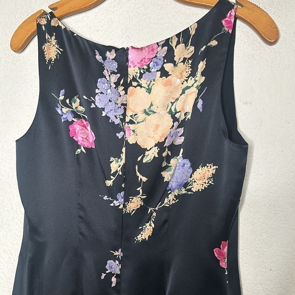 VTG 90s NKT Judy Lee 100% Silk Black Floral Dress Sz 4 Y2K Prom Cocktail Formal - Picture 10 of 13